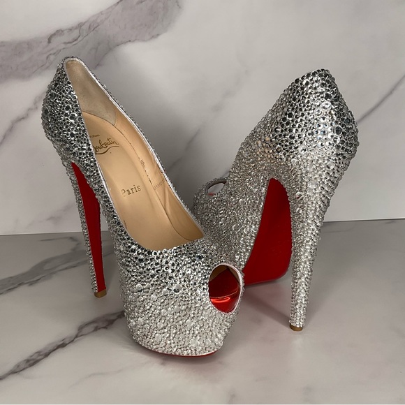 Christian Louboutin Shoes - Christian Louboutin Highness AB Strass Crystal Peep Pump Size EU 37.5 / US 7.5